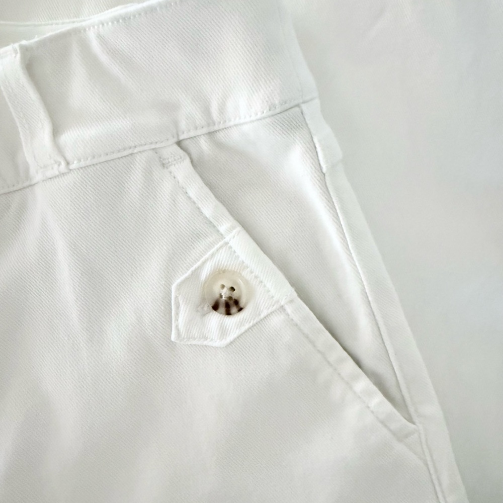 SPANX White Twill Wide Leg Cropped Pull-On Pants, Medium, Sailor Button Stretch - Picture 9 of 11